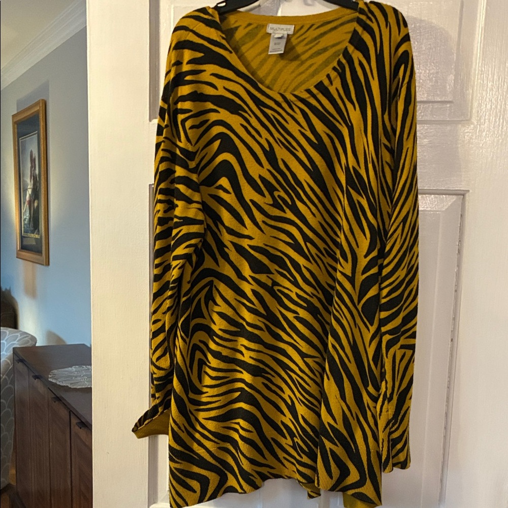 Multiples Yellow And Black Patterned Top - image 1